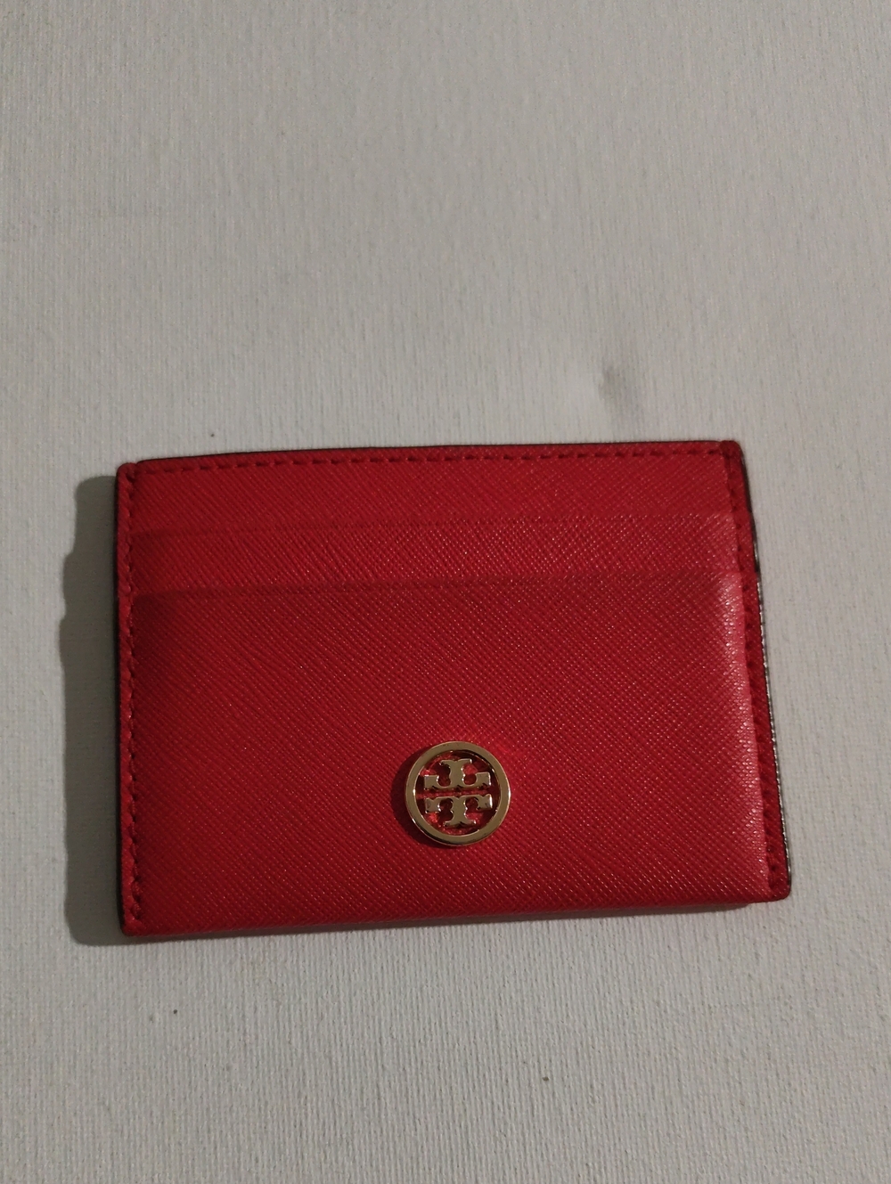 Tory Burch Red Card Holder with Gold Logo